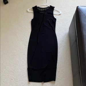 Black tank top mesh tight bodycon midi dress fancy